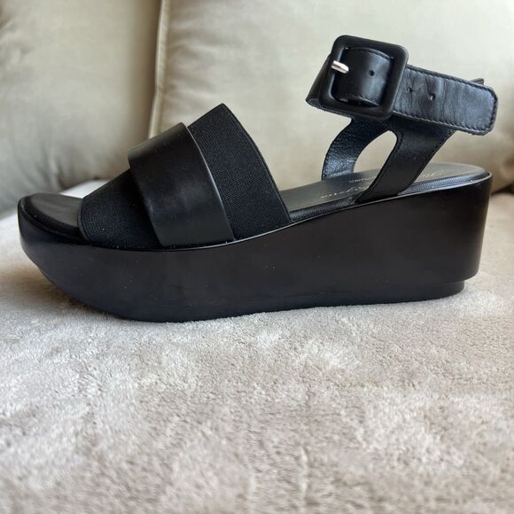 Robert Clergerie Paris Black Leather Platform Sandal Women EU 36.5 US 6 Platform - Picture 1 of 16